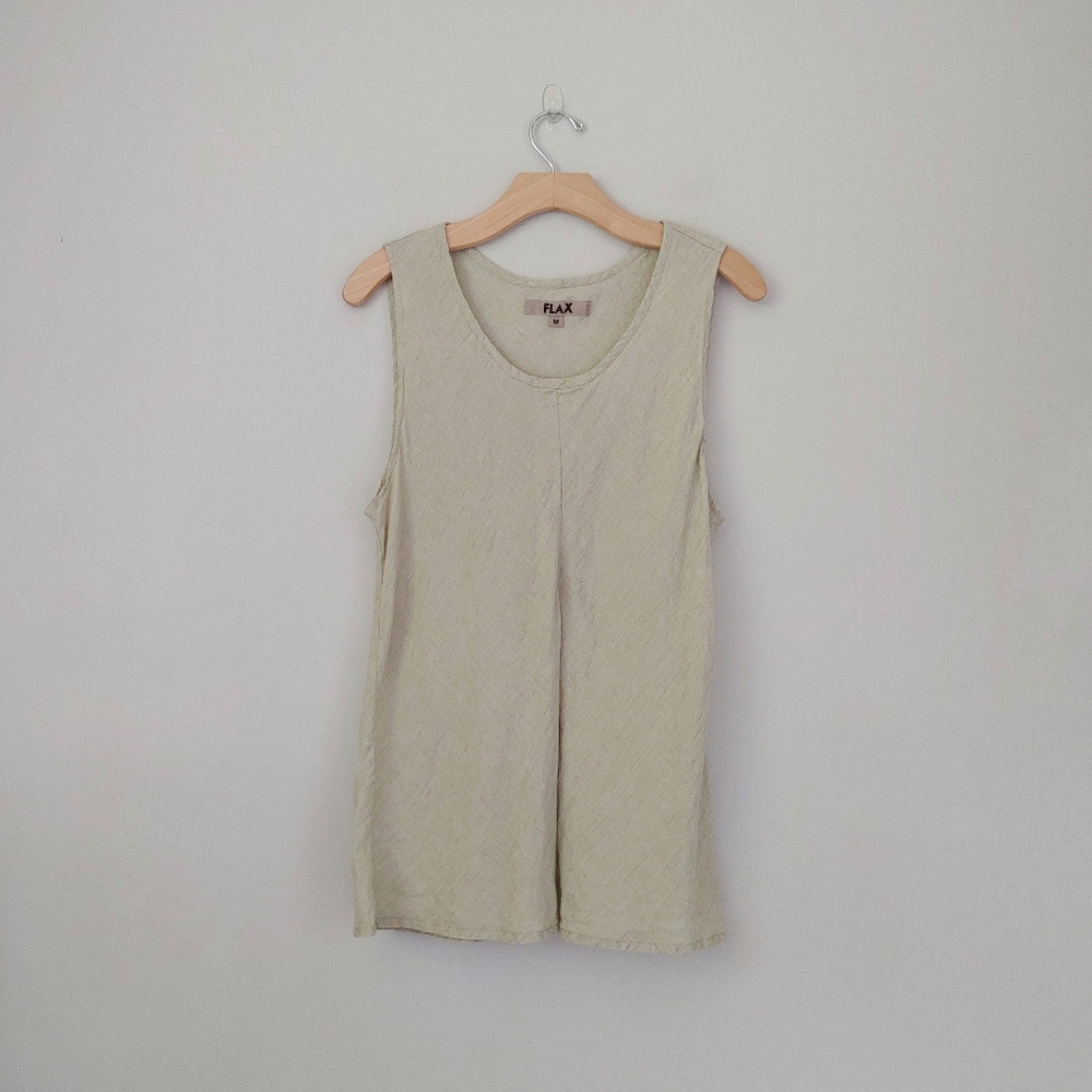 Flax Tank Top Linen Size Medium Beige